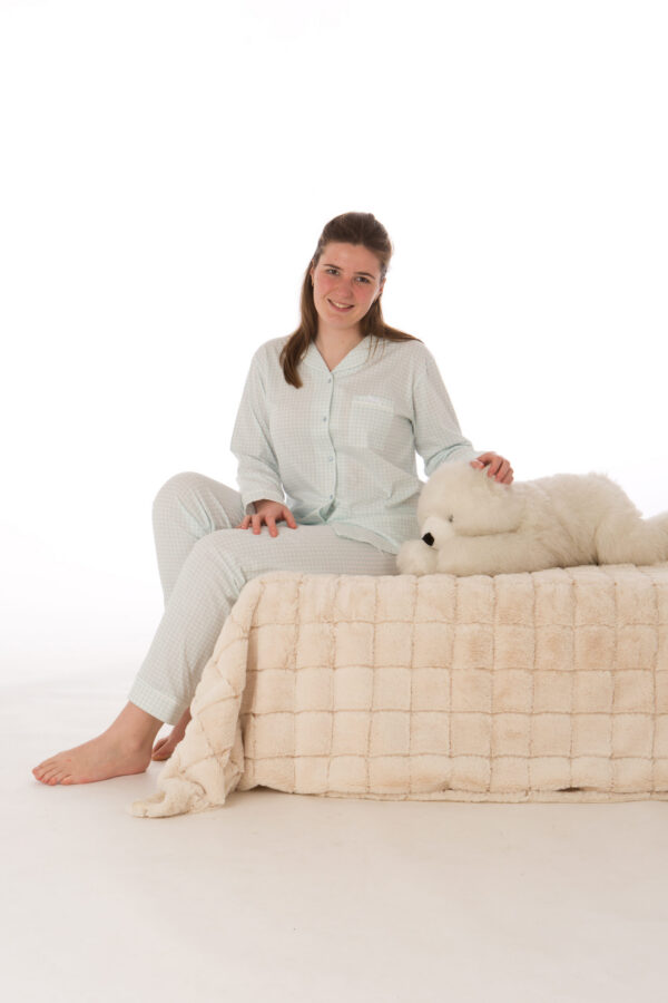 damespyjama Perlina katoen vichy (blauw)