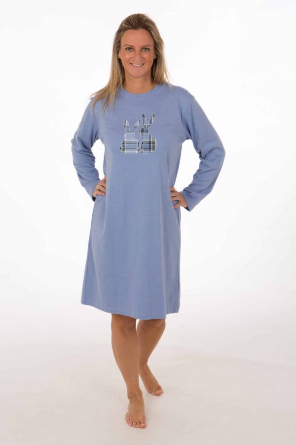 Dames nachthemd  Perlina - (rabbit blue)