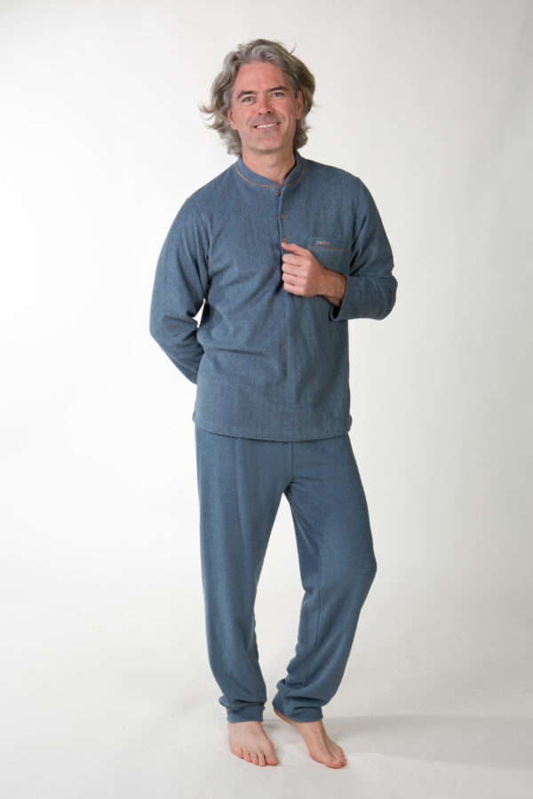 herenpyjama Fleece Perlina (Frank blauw)