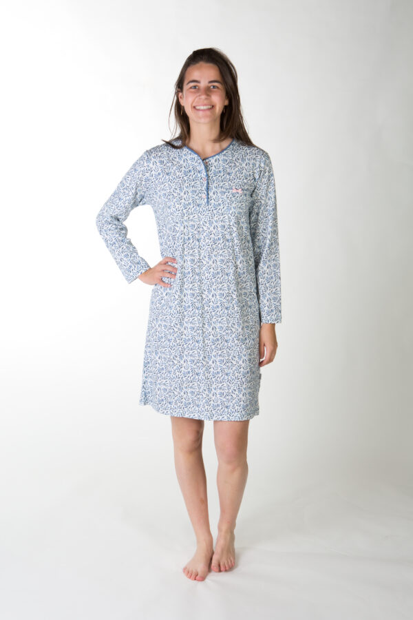 Dames nachthemd Perlina ( Blauw) 100cm