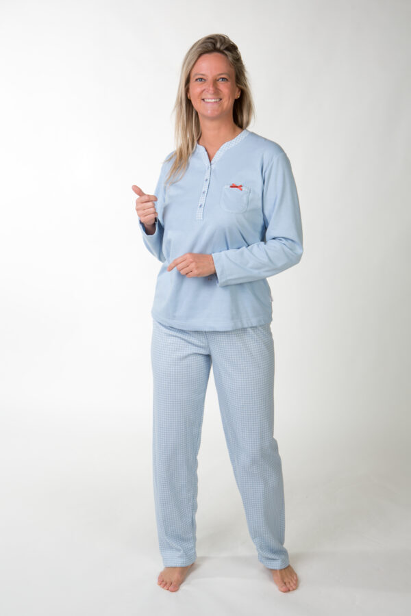 dames pyjama  Perlina  katoen (Licht blauw)