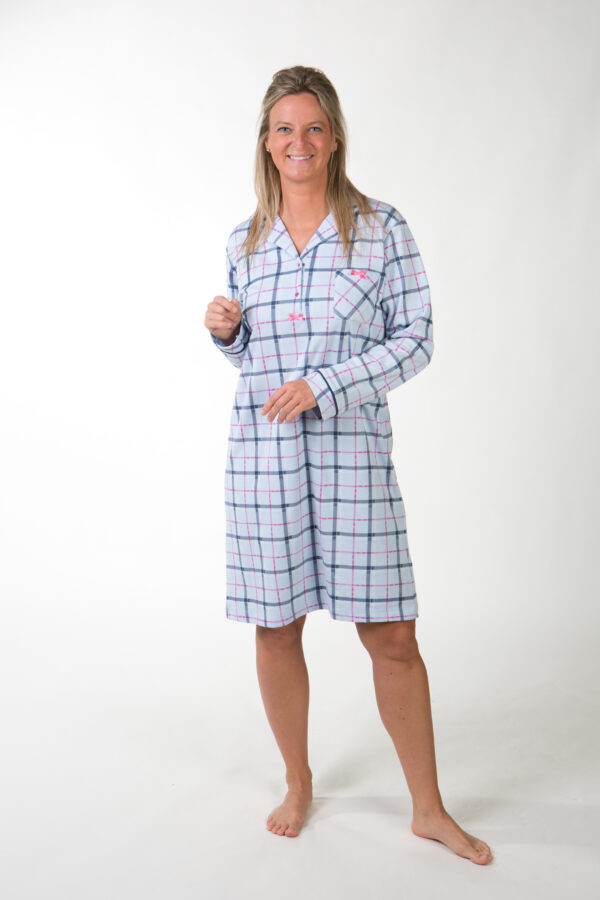 Dames nachthemd Perlina ( Blauw geruit)